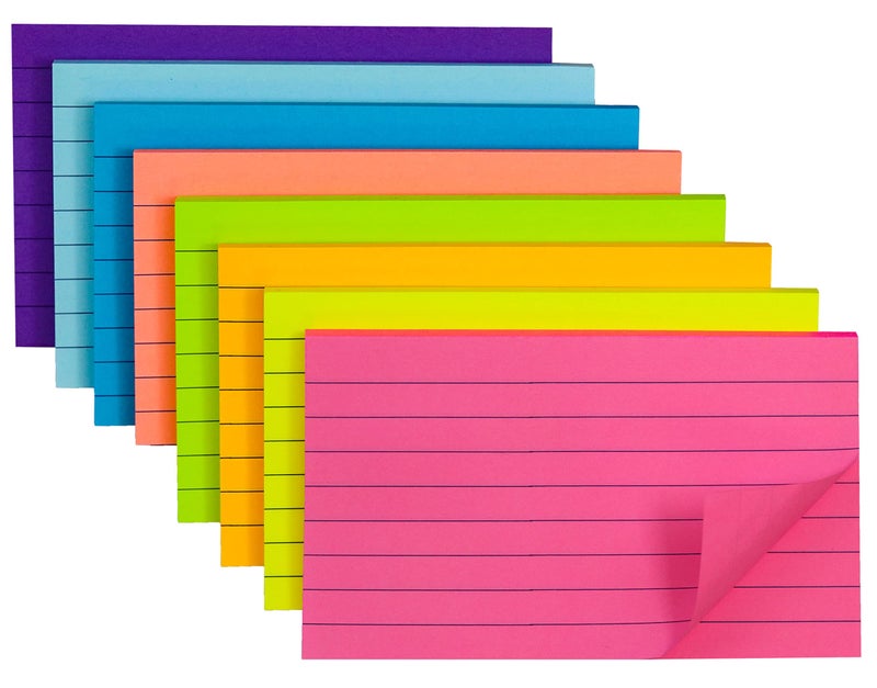 YEECOK 8 Pads Lined Sticky Notes 3x5 in Post, 8 Colors Self Sticky Notes Pad Its, Bright Colorful Rectangle Sticky Notes for Office, Home, School, Meeting, 50 Sheets/pad - Image 1