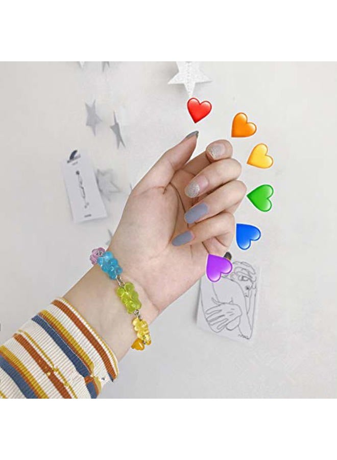 KURTCB Gummy Bear Necklace Colorful Resin Crazy Aesthetic Y2k Pendant Necklace for Girls Women (Necklace Bracelet Hair Clip SET) - Image 3