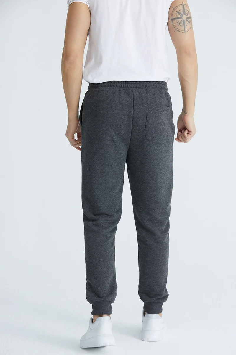 توينتي3 Men's Basic 3 Thread Regular Fit Ribbed Sweatpants