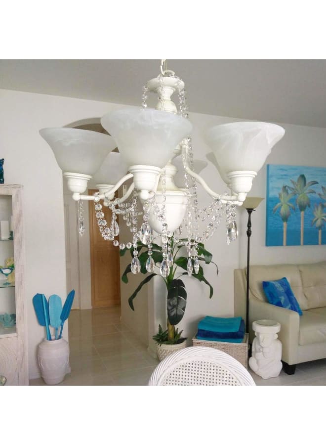 خرز كريستالي للثريا بطول 20 قدم سلسلة مصابيح من الخرز الزجاجي الشفاف لحفلات الزفاف DIY زينة إكليل عيد الميلاد الكريستالية