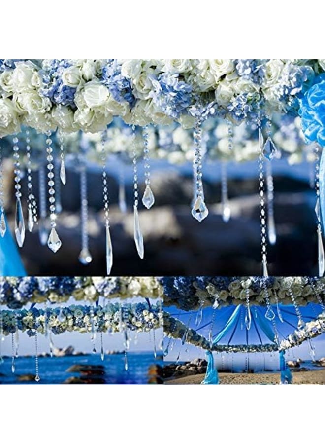 خرز كريستالي للثريا بطول 20 قدم سلسلة مصابيح من الخرز الزجاجي الشفاف لحفلات الزفاف DIY زينة إكليل عيد الميلاد الكريستالية