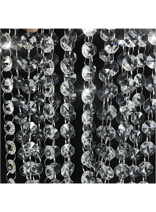 خرز كريستالي للثريا بطول 20 قدم سلسلة مصابيح من الخرز الزجاجي الشفاف لحفلات الزفاف DIY زينة إكليل عيد الميلاد الكريستالية