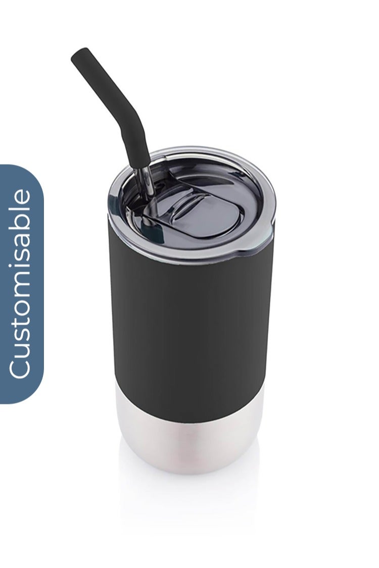 Hans Larsen Personalised  Insulated Tumbler with Reusable Straw - Black - Image 2
