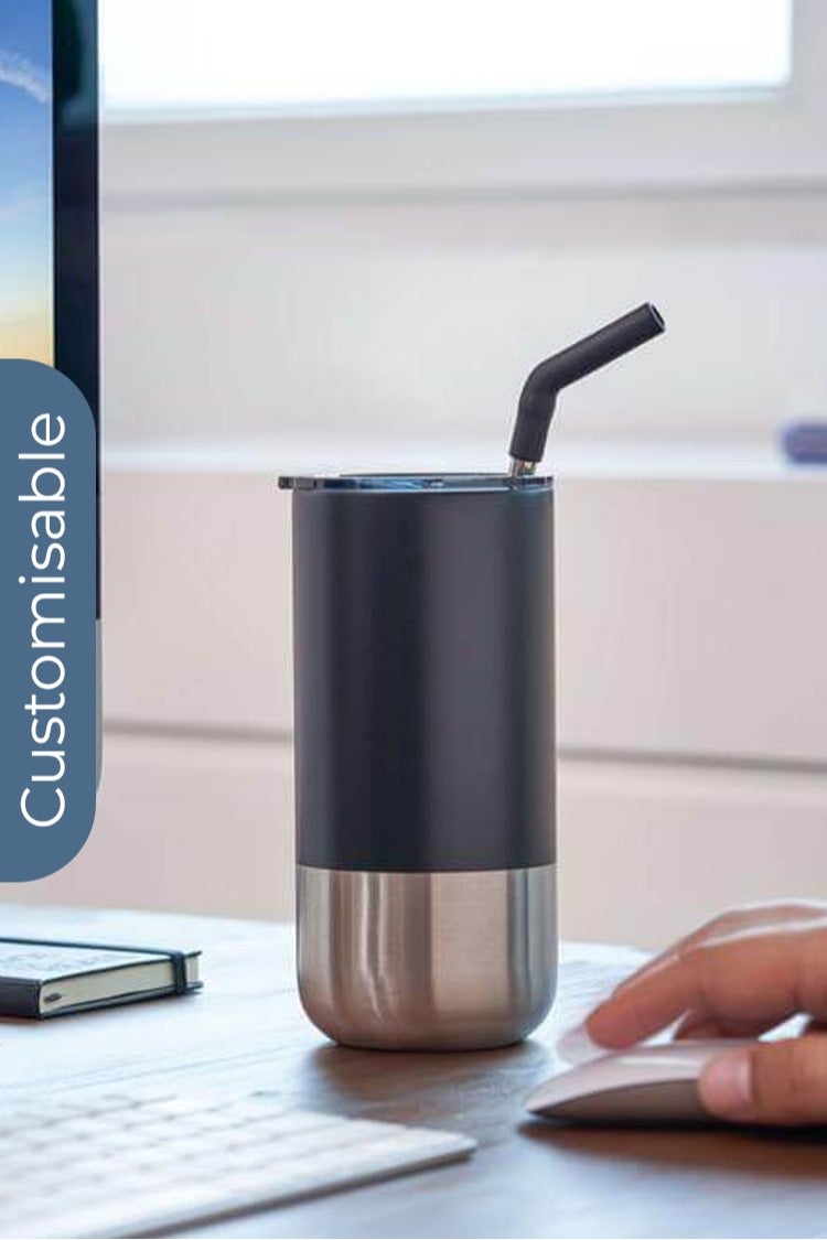Hans Larsen Personalised  Insulated Tumbler with Reusable Straw - Black - Image 3