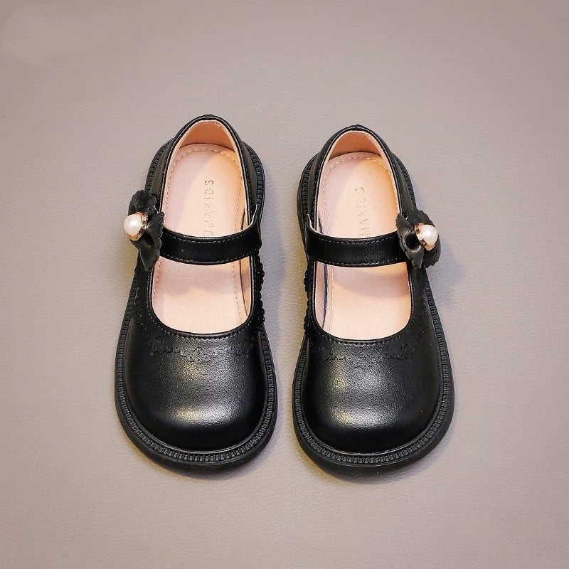 Girls'' Shoes, Kidsren''s Genuine Leather Princess Shoes, 2026 Spring New Style Baby British Style Black Lightweight Soft-Soled Single Shoes - Image 1