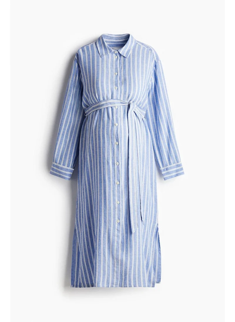 H&M MAMA Linen-blend shirt dress