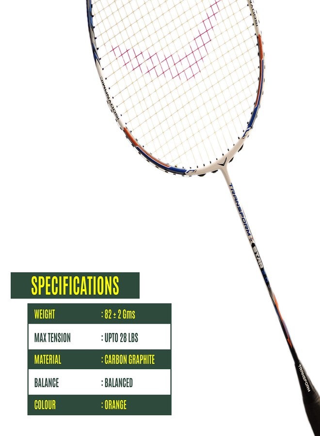 vickytransform Vicky Transform 2.0 Badminton Racket Max Tension 28 Lbs for Advanced Level Ideal for Senior & Junior Players Durable Material (Orange) - Image 2
