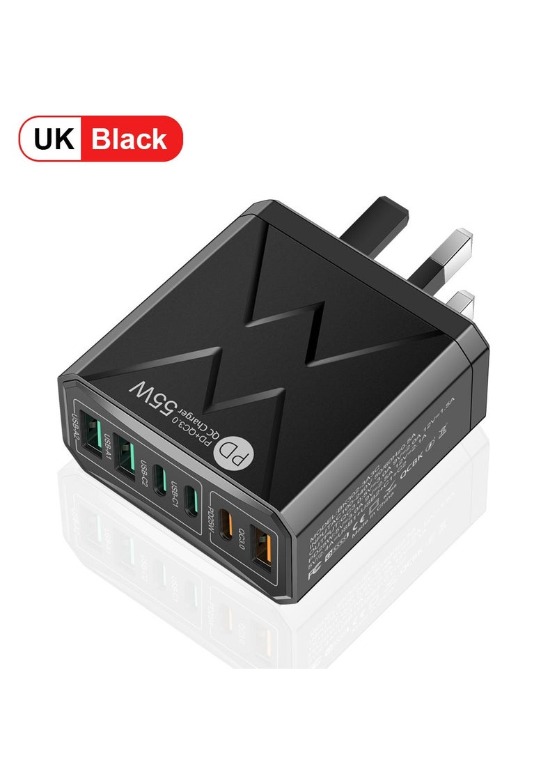 NIBEMINENT 55W PD Fast Charging Phone Charger 6 Ports Usb C Charger Mobile Phone Charger Adapter Portable USB Type-C USB Charger  - Image 1