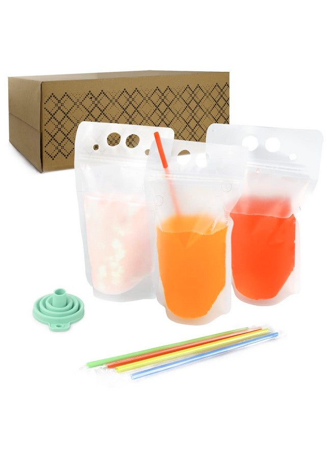 C CRYSTAL LEMON C CRYSTAL LEMON 400PCS Drink Pouches with 400 Straws - Reusable Juice and Smoothie Bags with Zipper Seal - BPA-Free Stand-Up Plastic Pouches for Party, Travel, Camping & Bulk Drinks - Image 1