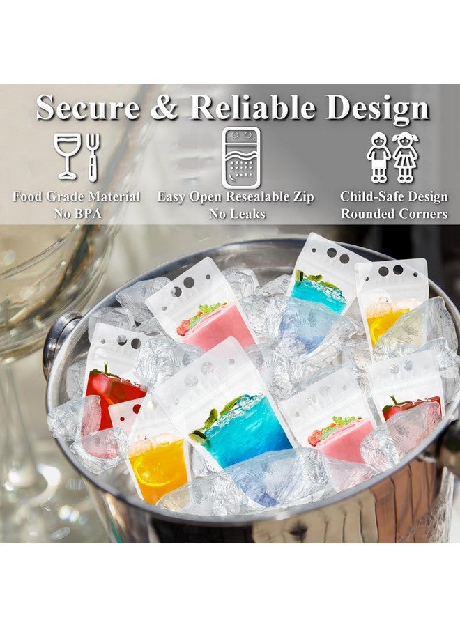 C CRYSTAL LEMON C CRYSTAL LEMON 400PCS Drink Pouches with 400 Straws - Reusable Juice and Smoothie Bags with Zipper Seal - BPA-Free Stand-Up Plastic Pouches for Party, Travel, Camping & Bulk Drinks - Image 2