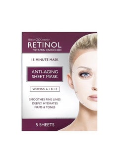 RETINOL Anti-Aging Sheet Mask – Hydrating Vitamin-Enriched 15 Minute Treatment With Collagen Firms Face – Exfoliates for Improvement In Tone & Minimizes Fine Lines & Wrinkles For Noticeable Difference  - Image 1