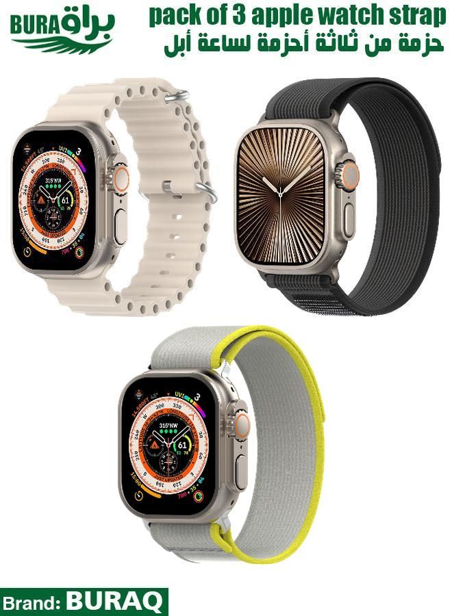 BURAQ Apple Watch Band Strap For Apple Watch Ultra 2/Ultra 49mm, Series 10 46mm, 9/8/7 45mm, SE2/SE/6/5/4 44mm, 3/2/1 42mm 