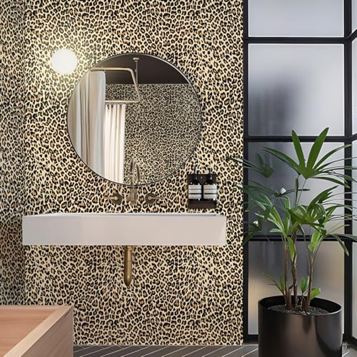 DULEIXUFHEE Leopard Wallpaper Peel and Stick, Cheetah Print Wallpaper Self Adhesive Removable Leopard Cheetah Contact Paper for Bedroom Bathroom Furniture, Yellow, 17.7’’x118’’ (14.5 Sq Ft) - Image 4