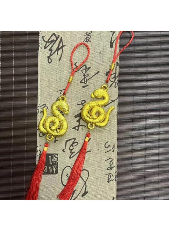 1Pc 2025 Year Of The Snake Gold-Plated Plastic Zodiac Snake Pendant Lucky Mascot New Year Home Car Hanging Ornaments  - Image 2
