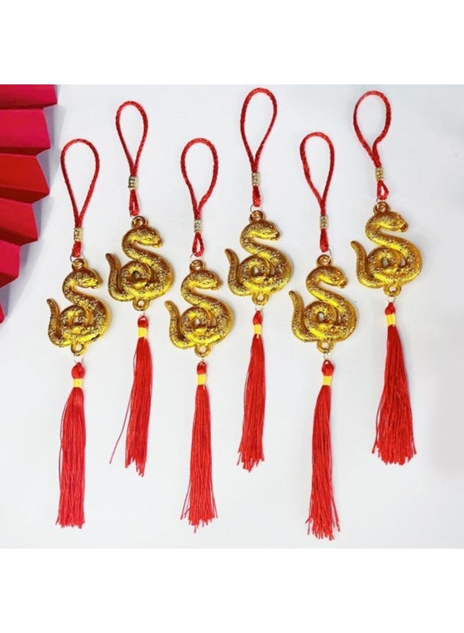 1Pc 2025 Year Of The Snake Gold-Plated Plastic Zodiac Snake Pendant Lucky Mascot New Year Home Car Hanging Ornaments  - Image 1