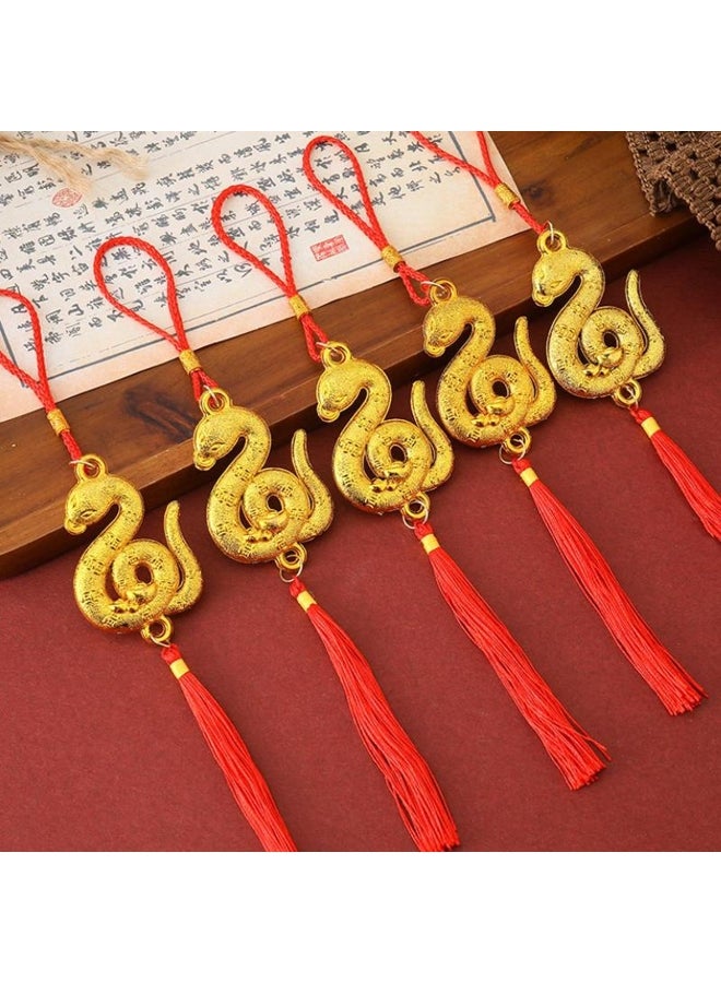 1Pc 2025 Year Of The Snake Gold-Plated Plastic Zodiac Snake Pendant Lucky Mascot New Year Home Car Hanging Ornaments  - Image 3