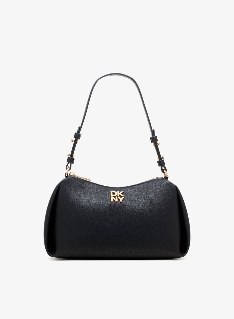 دكني حقيبة كتف بسحاب وشعار ريمي بتفاصيل دقيقة - Image 1