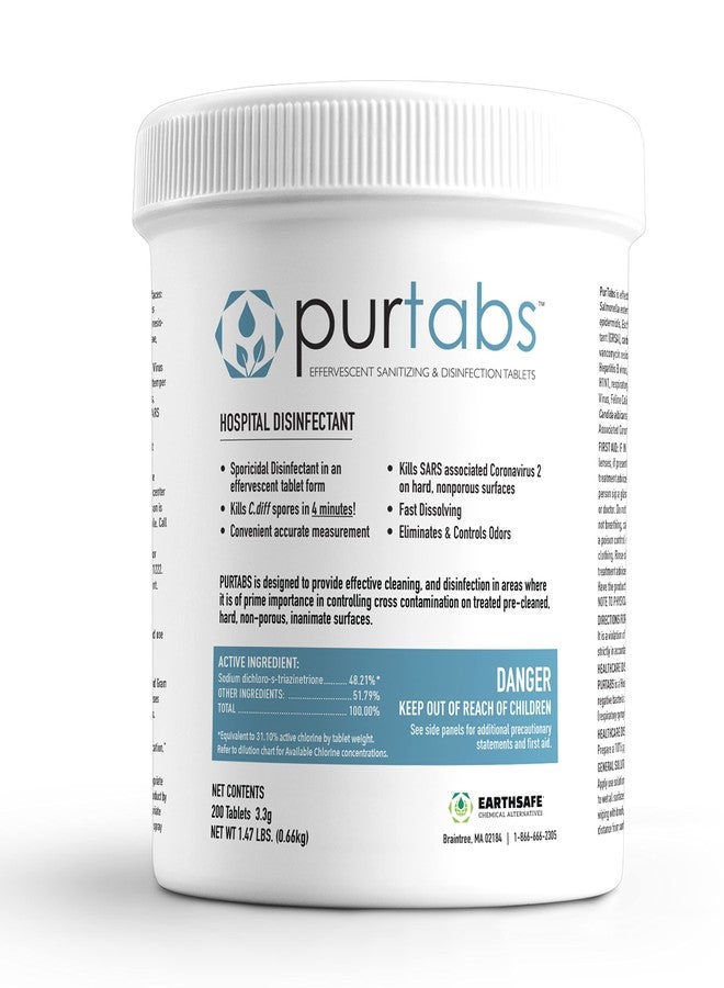 PurTabs 3.3 gram Sporicidal NaDCC Tablet Disinfectant - Multipurpose, Concentrated Dissolving Tabs for Bulk Solution, Use with Protexus Handheld Electrostatic Sprayer - Image 1