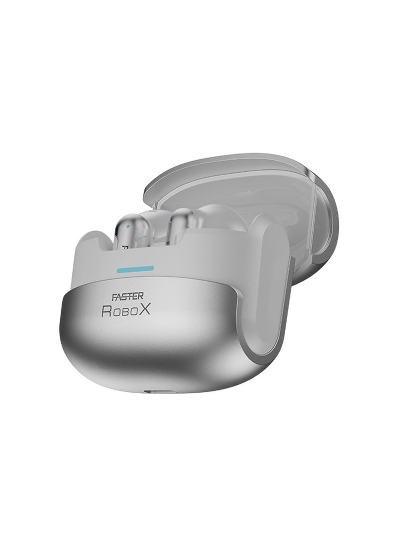 RoboX Wireless Earbuds - Bluetooth 5.3 Earbuds with Quad Mic, Type-C Fast Charging, 10mm Dynamic Drivers, ENC & ANC Noise-Cancelling, 6 Hours Playback Time - Use for Workout, Travel, Gaming & Daily Use, Compatible with Android & iOS (White)