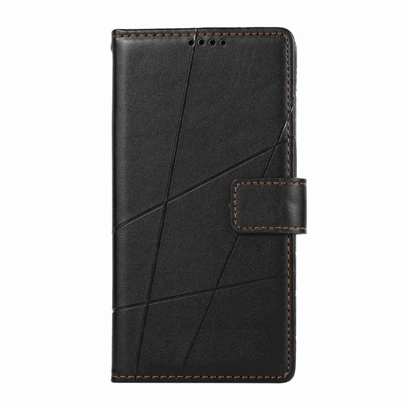 HuHa Case Cover For iPhone 12 Pro Max PU Genuine Leather Texture Embossed Line Phone Case(Black) - Image 2