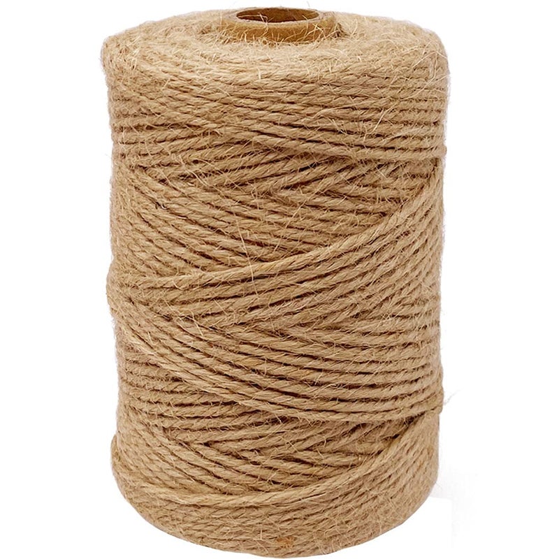 Leecogo Jute Twine 328 Feet 2mm 3Ply Heavy Duty Jute Rope String for Arts Crafts Mason Jars Rustic Decorations Home Gardening Industrial Packing Materials