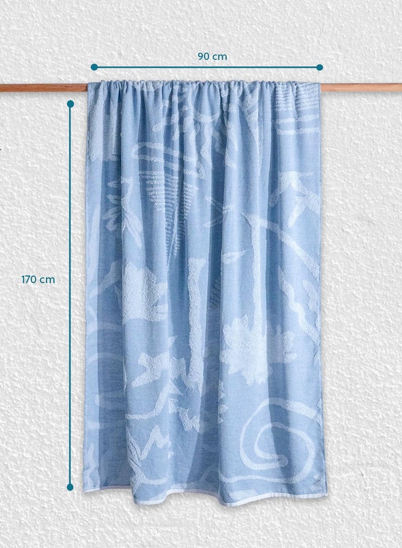 ZYMTA XL Beach Towel - 90x170cm | Turkish Cotton Ocean Weaves | Super Soft Absorbent | Blue White for Pool & Travel  - Image 5