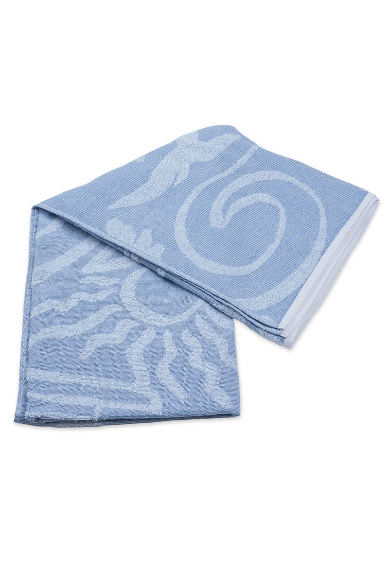 ZYMTA XL Beach Towel - 90x170cm | Turkish Cotton Ocean Weaves | Super Soft Absorbent | Blue White for Pool & Travel  - Image 1