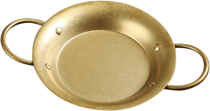 Uonlytech Stainless Steel Paella Pan 20.5cm Double Handle Non-coated Flat Bottom Cooking Pan for Spanish Seafood Rice Home Kitchen Use - Image 1