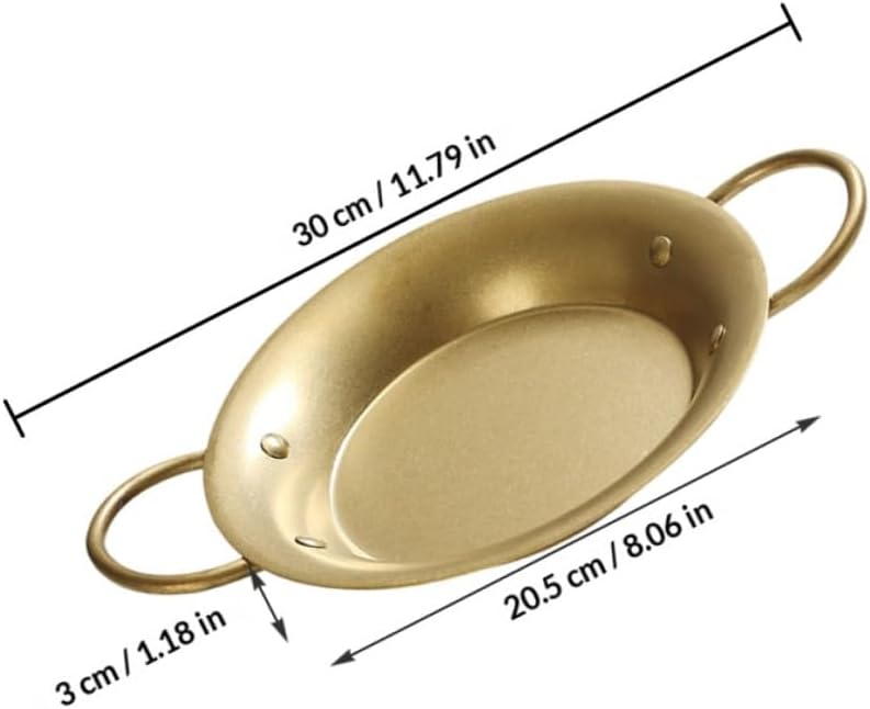 Uonlytech Stainless Steel Paella Pan 20.5cm Double Handle Non-coated Flat Bottom Cooking Pan for Spanish Seafood Rice Home Kitchen Use - Image 2