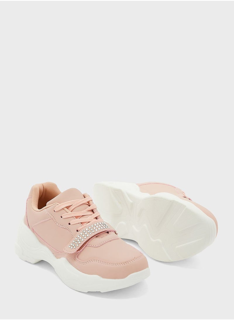 Ginger - Diamante Strap Chunky Sneaker - Image 1