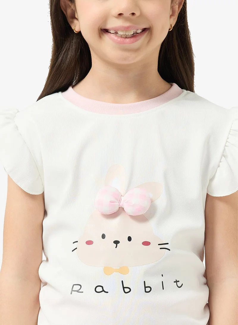 Pinata Cute Rabbit Printed Cotton Tshirt