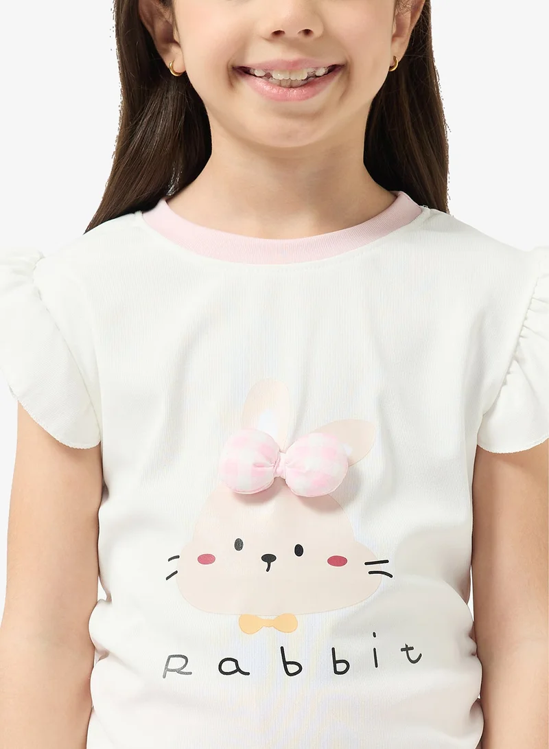 Pinata  Cute Rabbit Printed Cotton Tshirt for Women | Best Price UAE