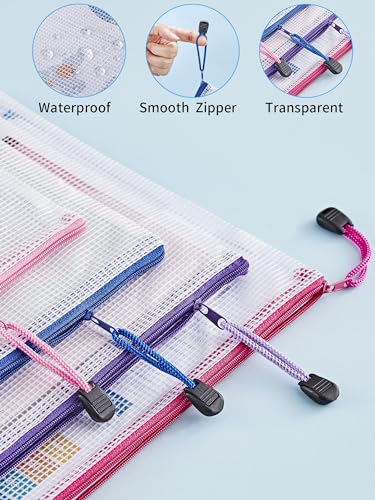 JARLINK 20 Pack 8 Sizes Mesh Pouch, 9 Colors, Waterproof Zipper File Bags Document Multipurpose Travel Bags for Office, School, Board Game, Puzzles, Cosmetics, Travel Accessories, and Home Organize - Image 4