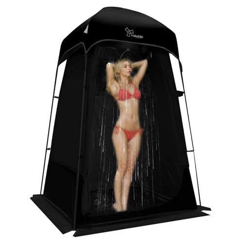 Vidalido Outdoor Shower Tent Changing Room Privacy Portable Camping Shelters (Black) - Image 1