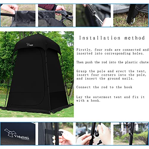 Vidalido Outdoor Shower Tent Changing Room Privacy Portable Camping Shelters (Black) - Image 5