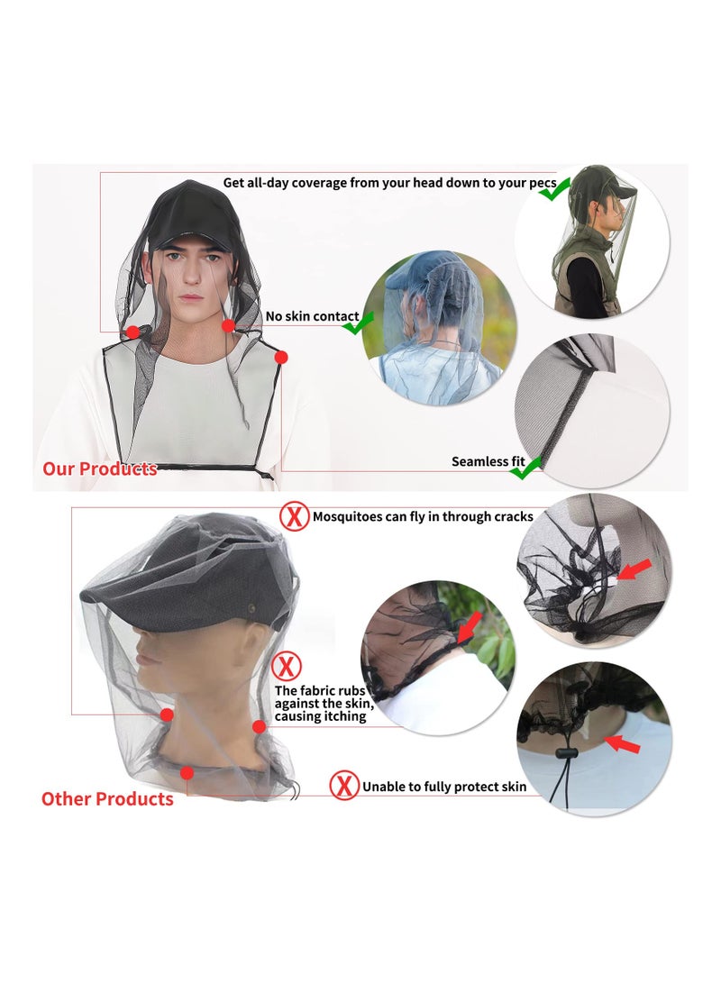 Suntown 2PCS Mosquito Head Net, Lightweight Mosquito Screen Camping Insect Shield Climbing Bug Net Walking Mosquito Prevention Insects Bugs Barrier Adventure Travel Essential for Men & Women(Chemical Free) - Image 3