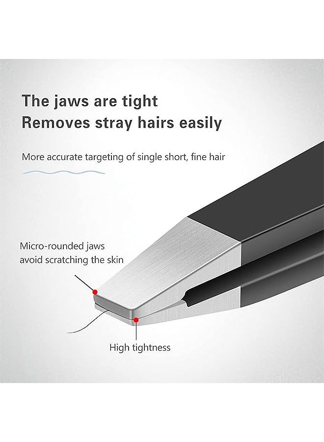 MXN 4-Piece Tweezers Set, Professional Stainless Steel Tweezers For Eyebrows, High Precision Stainless Steel Eyebrow Tweezers for Facial Hair, Inward Growing Hair and Splinter Remover Kit (Black) - Image 3