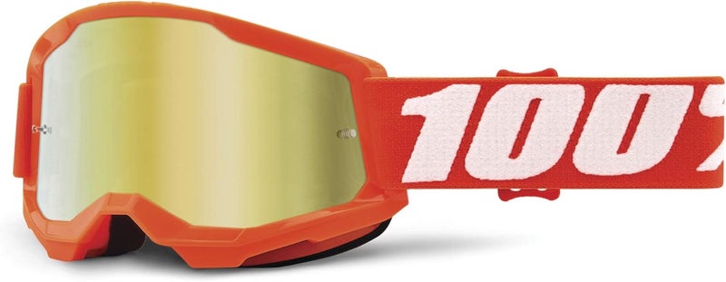 100% Strata 2 Unisex Kid's Goggles - Orange, Mirrored Lens