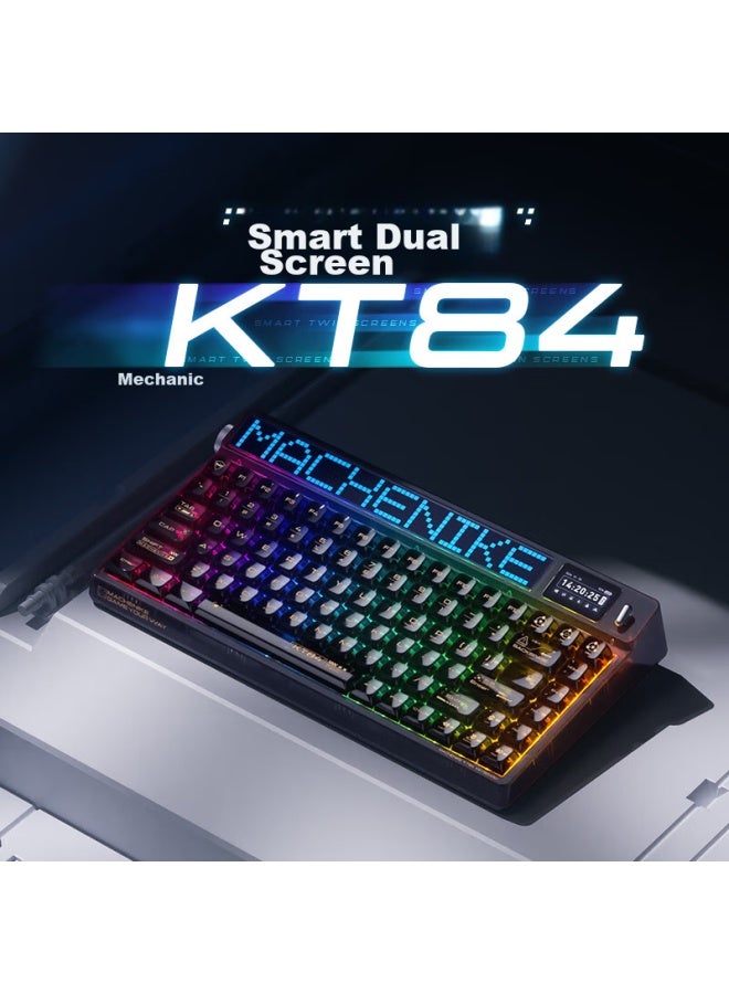 Machenike Kt84 Mechanical Keyboard Wired/wireless Gaming Keyboard Tri-mode Laptop Keyboard Smart Screen Explorer White Arctic Yellow Switch - Image 1