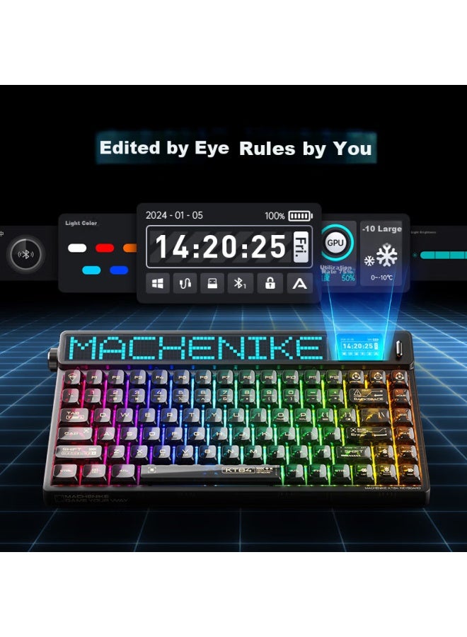 Machenike Kt84 Mechanical Keyboard Wired/wireless Gaming Keyboard Tri-mode Laptop Keyboard Smart Screen Explorer White Arctic Yellow Switch - Image 2