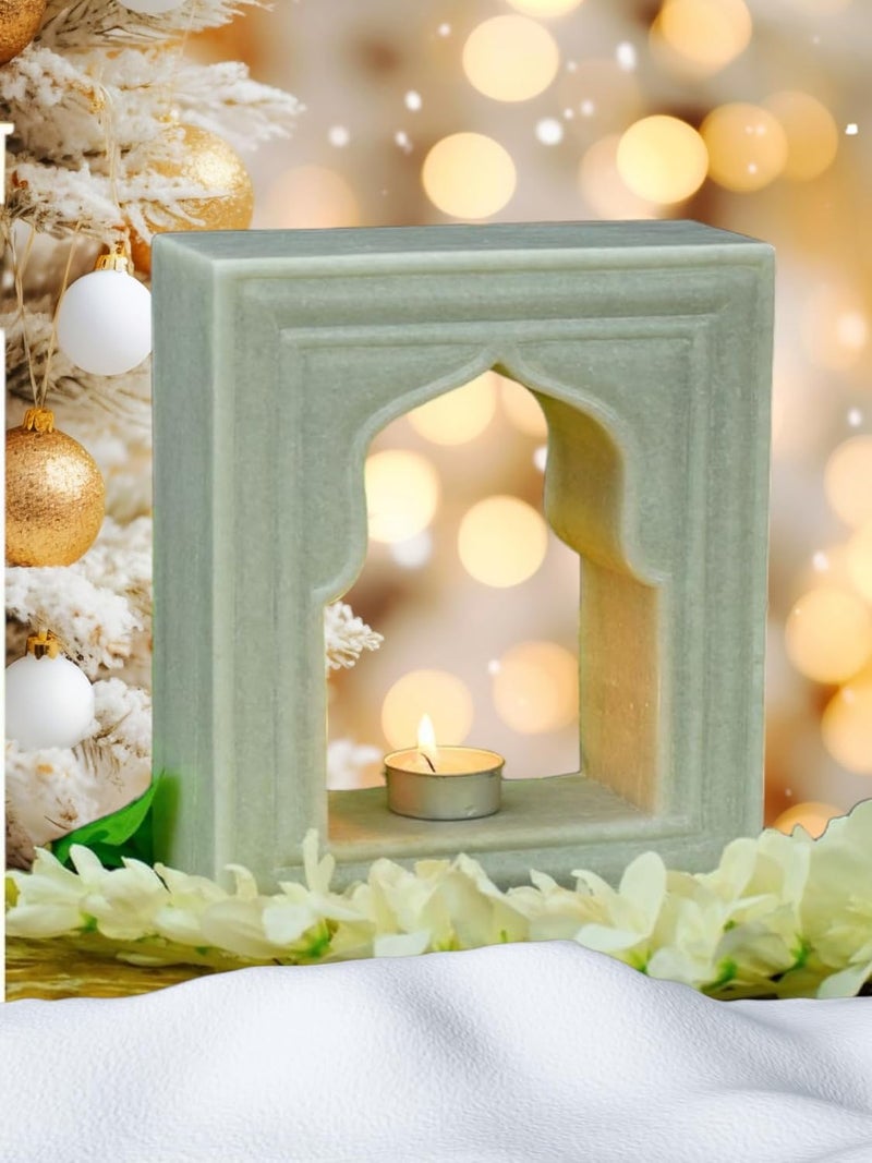 RM Marble Lamp Niche Single Mughal Style Ancient Pattern Candle Holder Desk Table Shelve Candle Holder White - Image 3