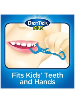 Dentek Kids Fun Flossers Removes Food & Plaque Wild Fruit Flavored Floss Picks 75 Count 6 Pack  - Image 5
