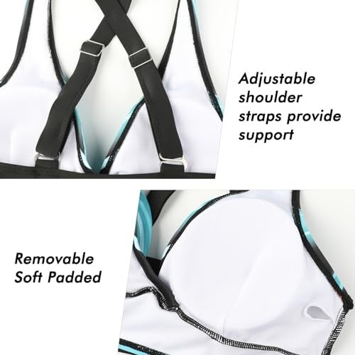 SEAFORM Womens Two Piece Swimsuits Wrap Front Bikini High Waisted Bottom Tummy Control Bathing Suits Vintage Print Swimwear Blue Stripes - Image 4