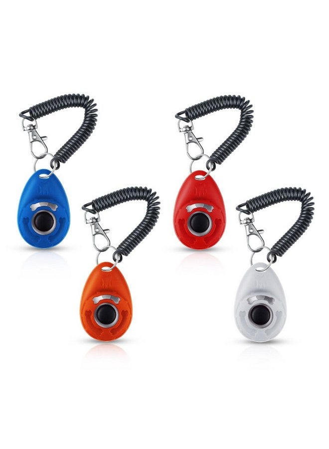 yuntop yuntop 4 Pieces Pet Training Clicker with Wrist Strap and Dog Training Treat Pouch Pet Training Clicker for Training Puppy Cats Birds Dog Clicker Training Kit Behavioral（White, Red, Orange, Blue） - Image 1