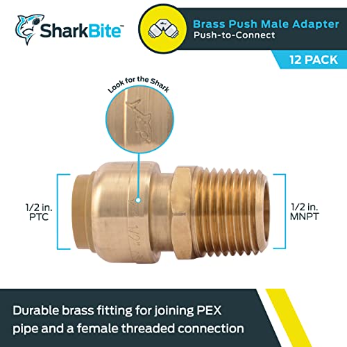 SharkBite 1-1/2 Inch MNPT Adapter, Push to Connect Brass Plumbing Fitting, PEX Pipe, Copper, CPVC, PE-RT, HDPE, UXL114140M - Image 2