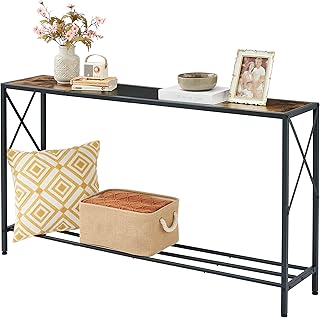 Tajsoon 55.1 Inch Console Table, Industrial entryway Table, Narrow Sofa Table with Shelves, Entrance Table for - Image 1