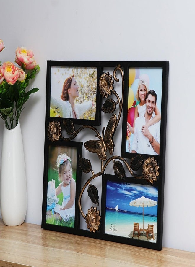 ULTNICE 1pc Metal Opening Photo Frame 4 Opening Wall Hanging Photo Frame: 3D Effect, Simple Design, Easy to Install, Resin Material, Black, 13.18X11.81 Inches - Image 2