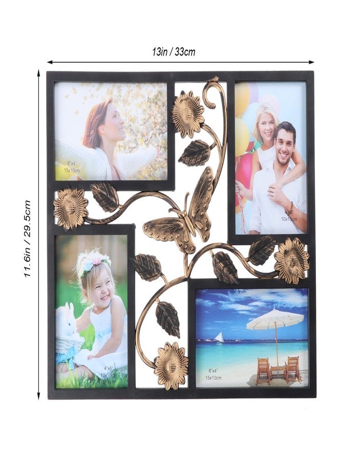 ULTNICE 1pc Metal Opening Photo Frame 4 Opening Wall Hanging Photo Frame: 3D Effect, Simple Design, Easy to Install, Resin Material, Black, 13.18X11.81 Inches - Image 4