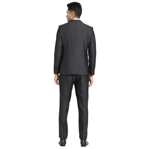 Turtle Men 100% Cotton Notch Lapel Collar Tailored Fit Charcoal Three Piece Party Suits - Image 2