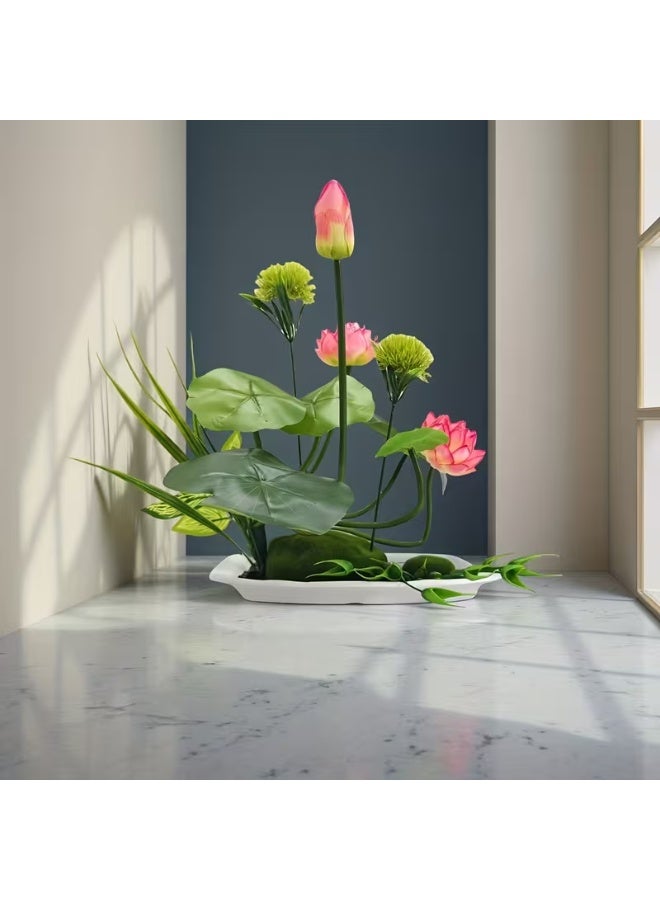 erorex Realistic Artificial for Lotus Plant Pot with Container - Luxury Fake Flower for home/Office/Hotel Decor Suitable for Christmas, Valentine', Mother' Day - Low-Maintenance Table Centerpiece, Multi-Room & Holiday Decoration (No Maintenance Required) - Image 3